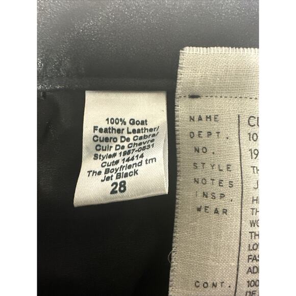 Current Elliott The Boyfriend Jet Black Goat Feather Leather Pants Women Size 28 - Picture 13 of 16